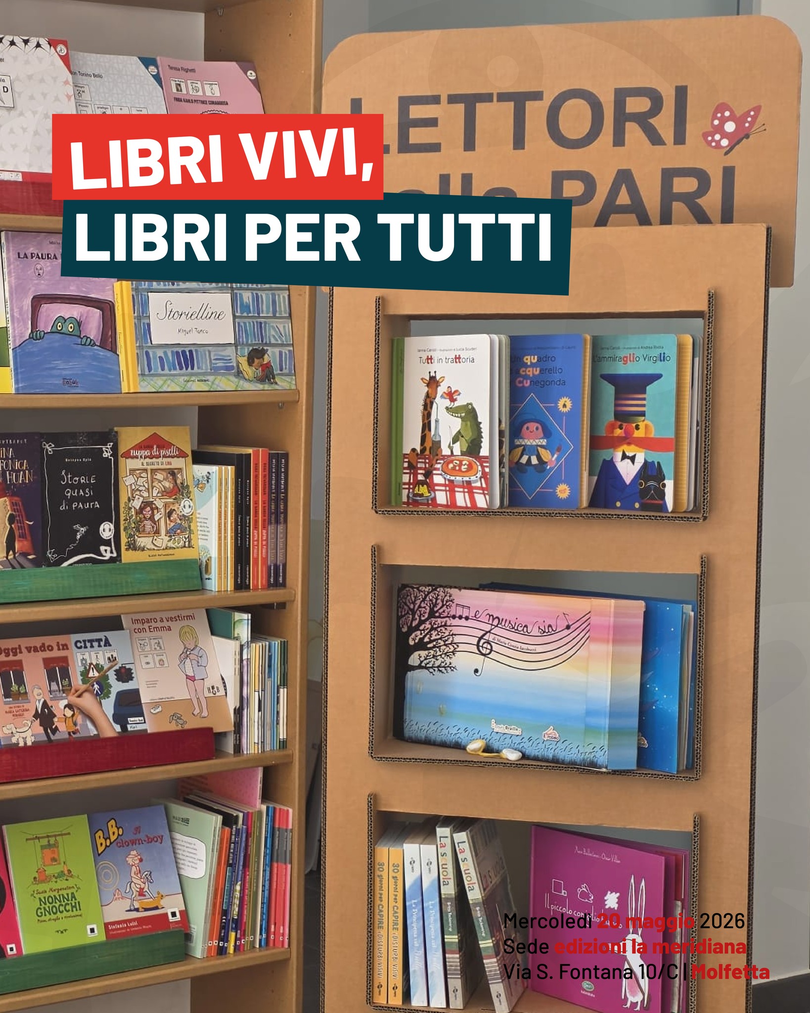 Maggio dei libri 2026. Edizioni la meridiana apre la propria sede alla scoperta dei libri accessibili